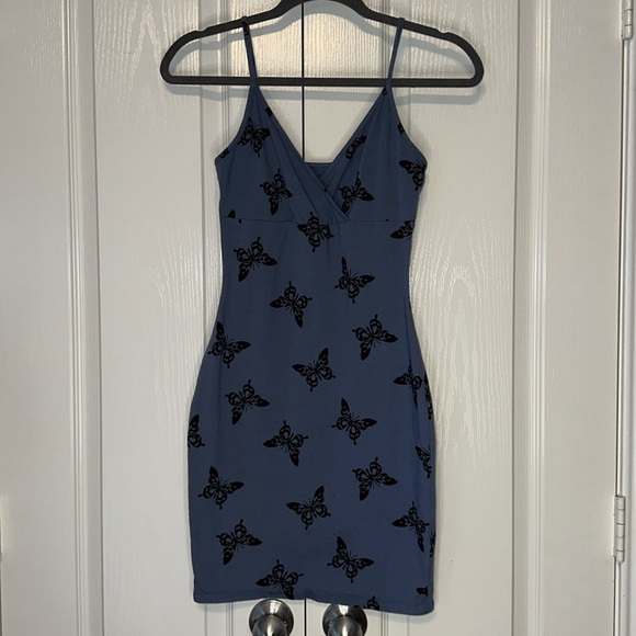 Butterfly Sleveless Blue Dress Size Small - Picture 2 of 14